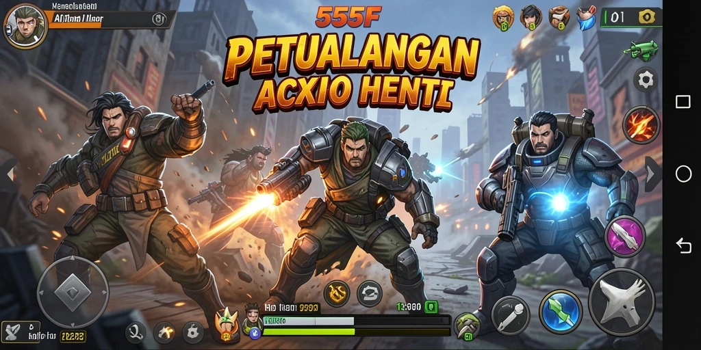 Tampilan aksi mendebarkan dalam permainan 555F yang seru.