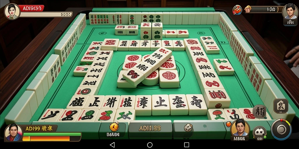 Tangkapan layar gameplay ADI99 menampilkan serunya permainan Mahjong.