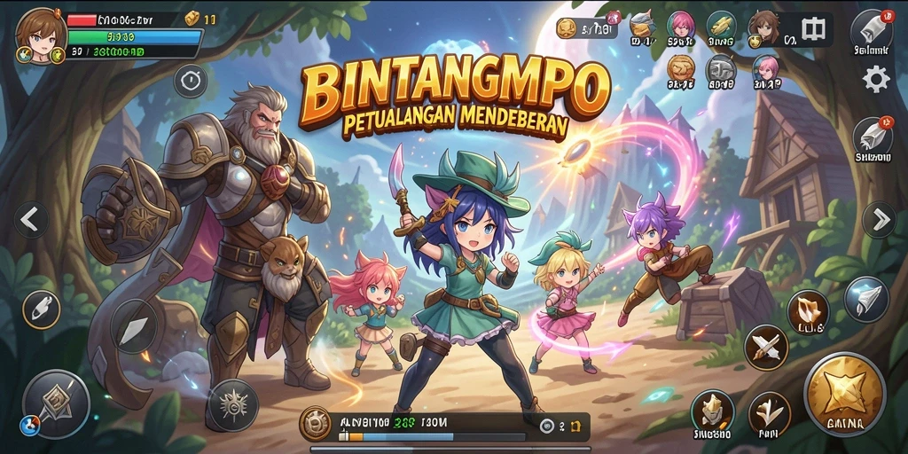 Tampilan gameplay BINTANGMPO yang menakjubkan dan epik.
