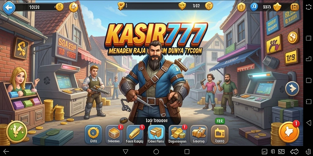 Screenshot utama KASIR777 menampilkan strategi dan pengelolaan toko.