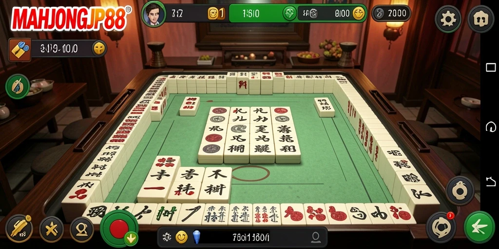 Screenshot gameplay MAHJONGJP88 dengan iringan musik yang seru.