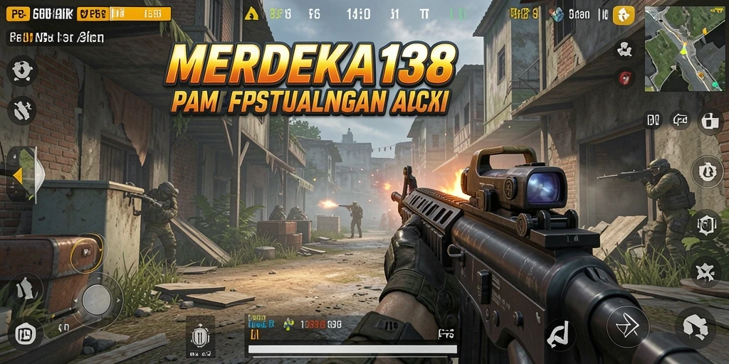 Screenshot gameplay MERDEKA138 yang menampilkan aksi menembak yang intens.