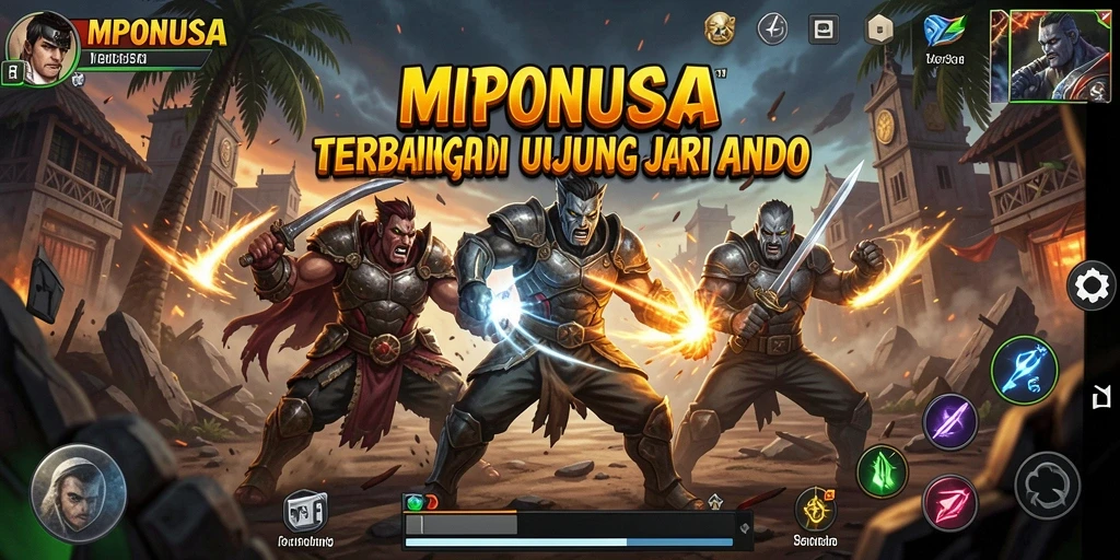 Screenshot gameplay <strong>MPONUSA</strong> menampilkan pertarungan seru antara karakter dengan efek visual yang spektakuler.