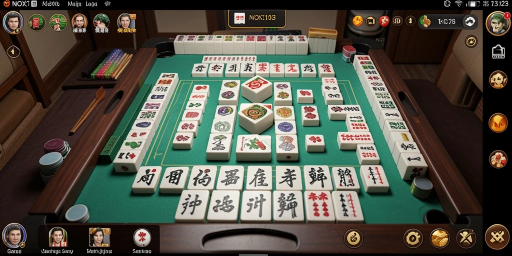 Screenshot gameplay NOX123 menampilkan permainan Mahjong yang menantang dan menarik.