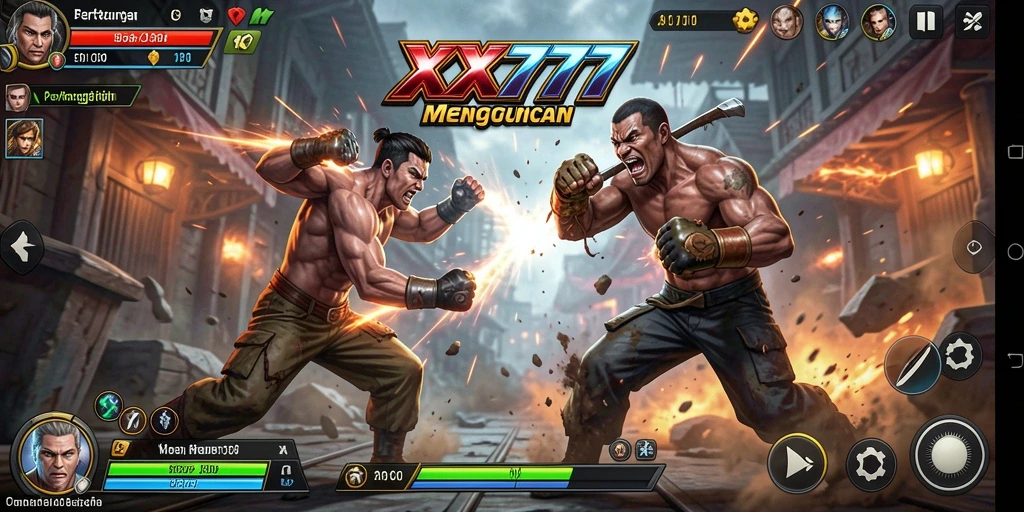 Tampilan aksi mendebarkan dalam gameplay Fighting XXX777.